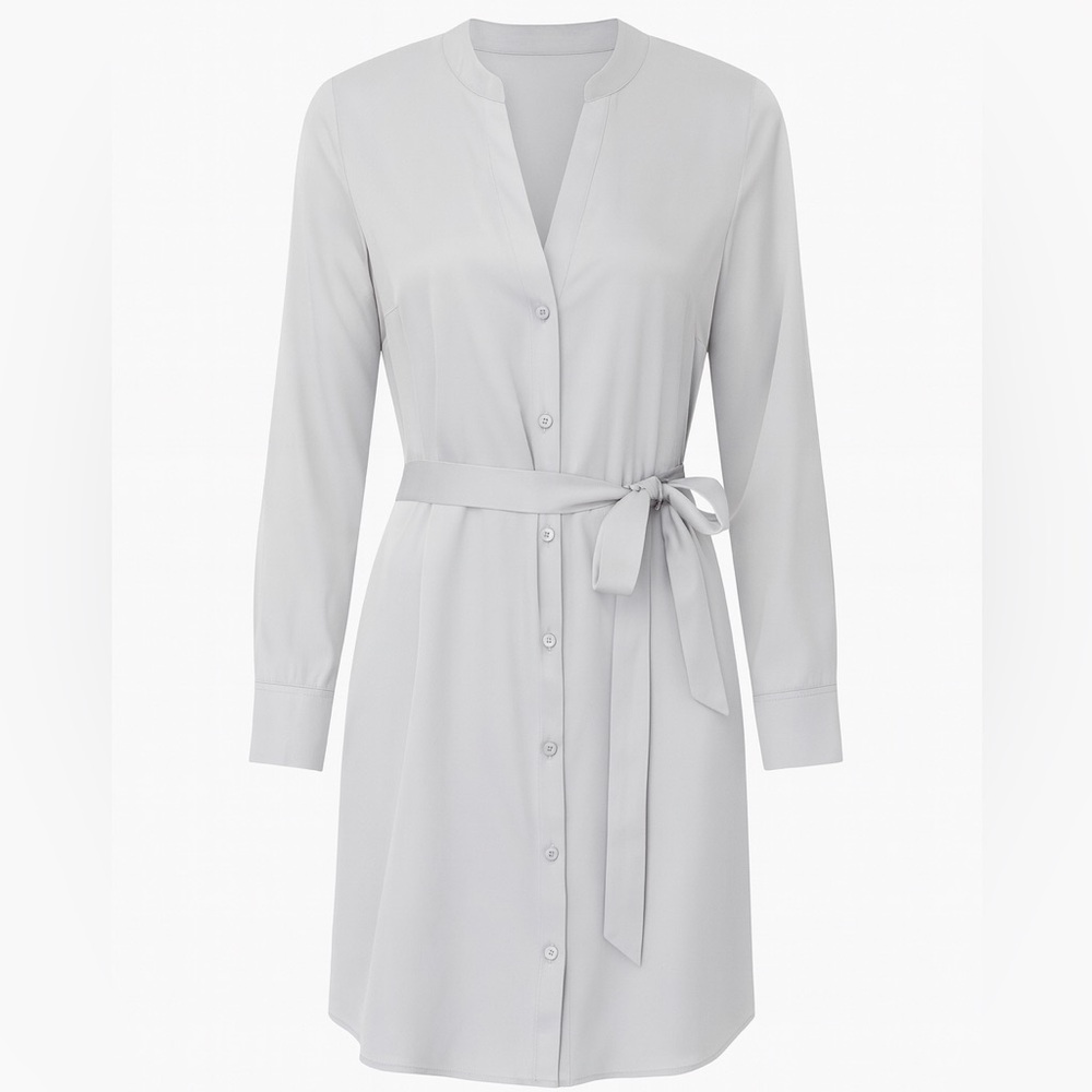 Eileen Fisher Silk Button Down Long Sleeve Shirt Dress